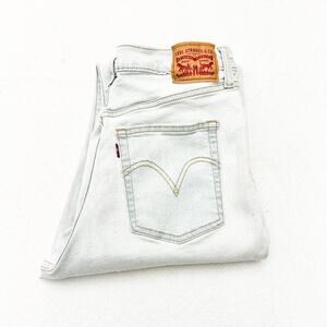 Levi's Ribcage Straight Ankle Light Wash Button Fly Ripped Denim Jeans Size 32